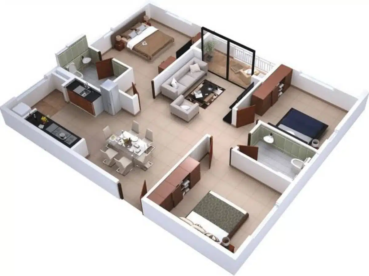 Denah Rumah 3 Kamar Minimalis Modern