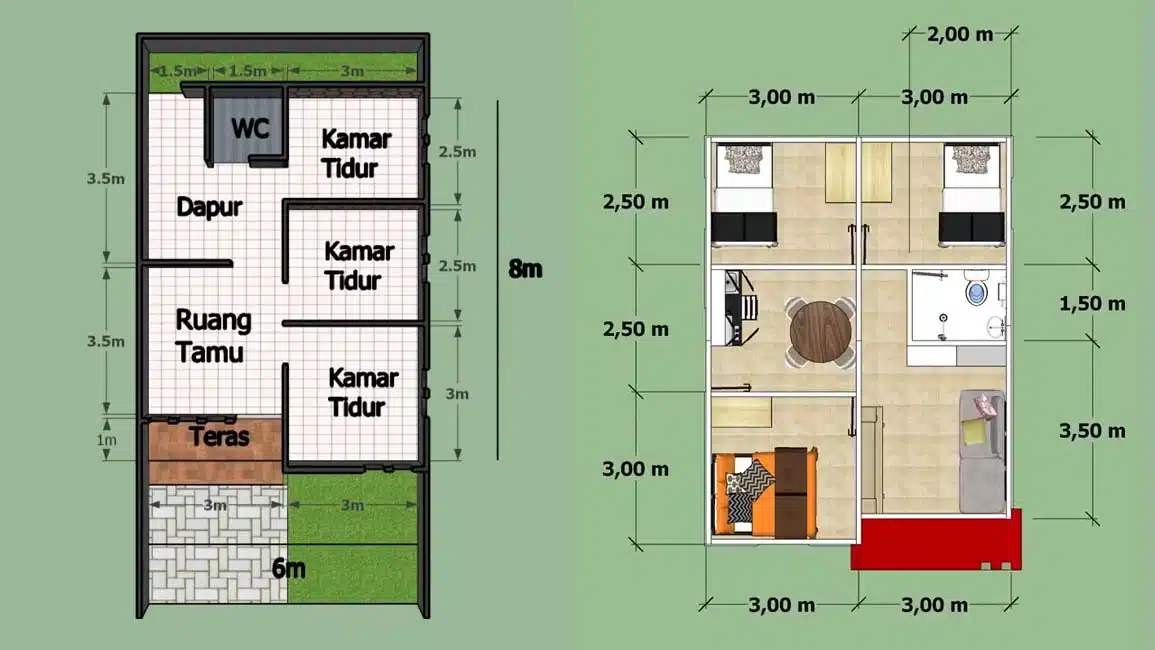 Denah Rumah 3 Kamar Modern: Inspirasi Tata Ruang Nyaman untuk Keluarga