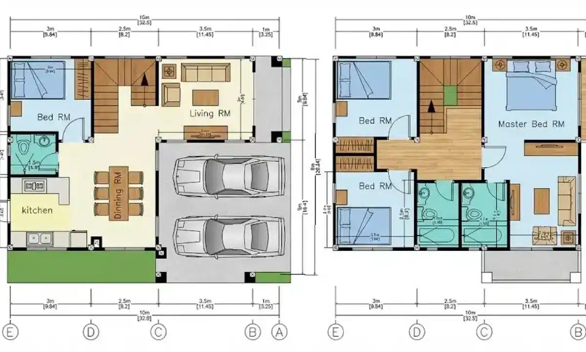 Denah Rumah Minimalis 8x10 2 Lantai yang Efisien