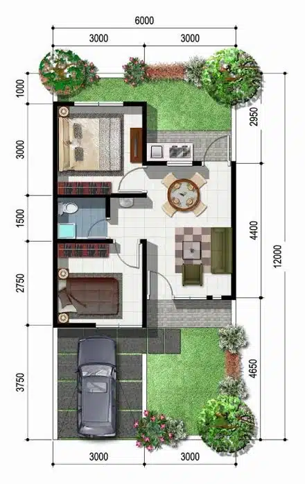 Contoh Pembagian Ruang Rumah Type 21
